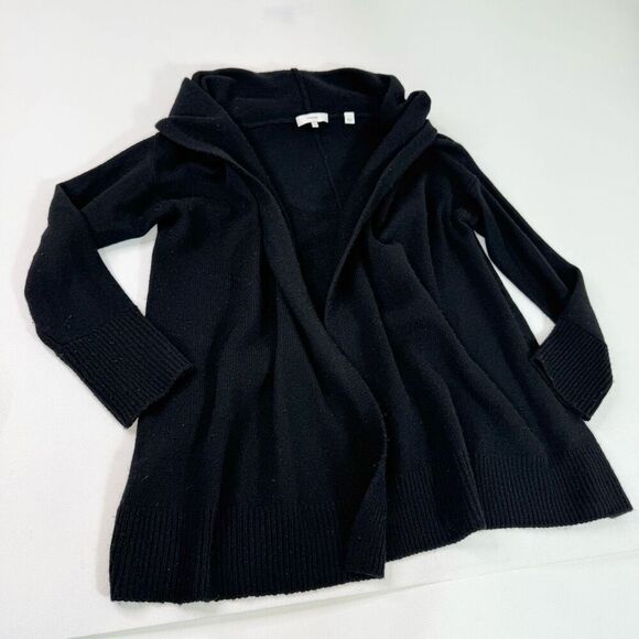 Vince Sweater Cardigan Womens Small Black Wool Cashmere Open Front Knit - Picture 1 of 8